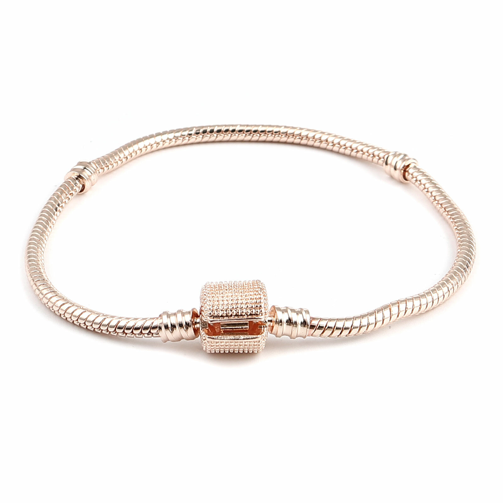 European Charm Bracelet Rose Gold 7 7/8 Inch