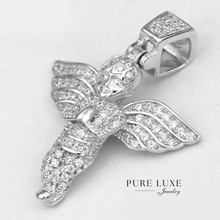 Women’s 925 Sterling Silver,Angel Prayer Brilliant CZ Mini Pendant,Unisex*Box