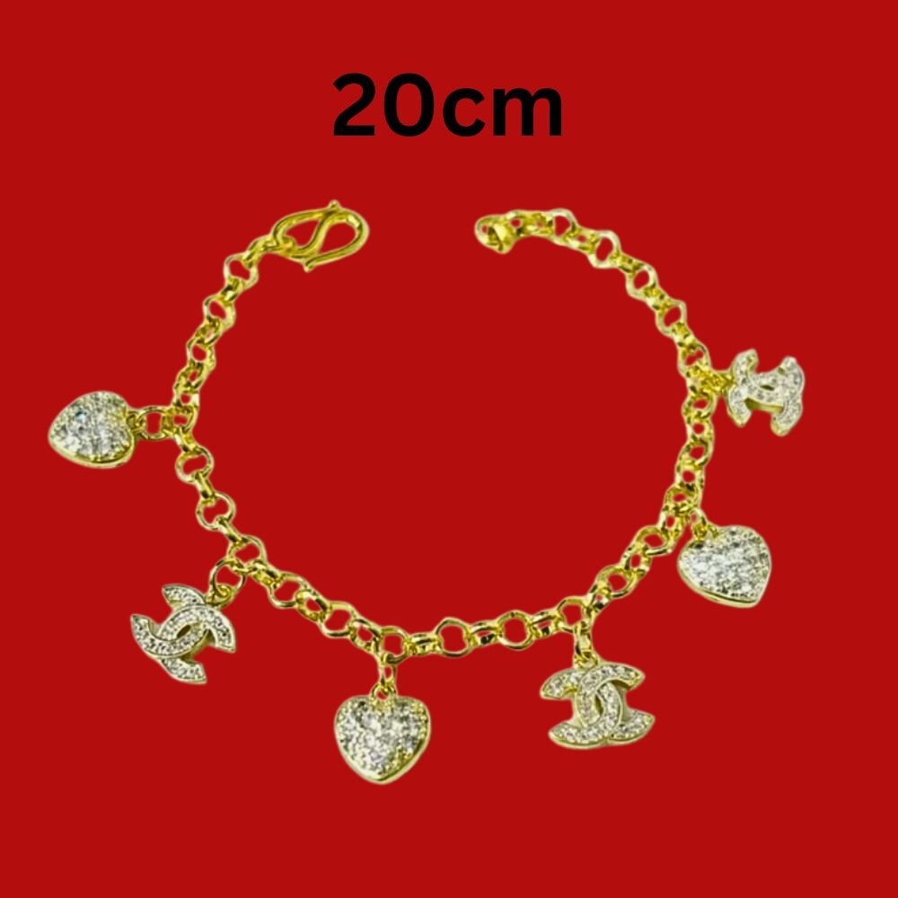 18K 22K 23K 24K THAI BAHT YELLOW GOLD WOMEN 20cm Bracelet