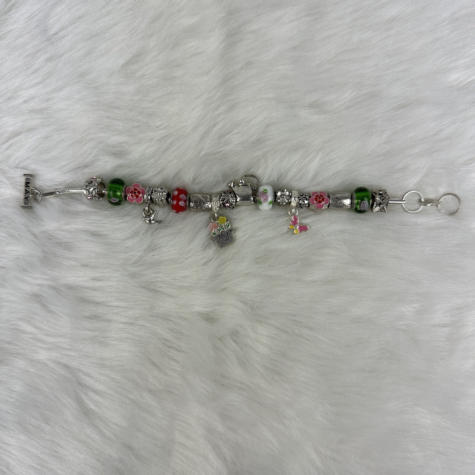 Willabee and Ward Monthly Charm Bracelet May Spring Flowers Plants Multicolor