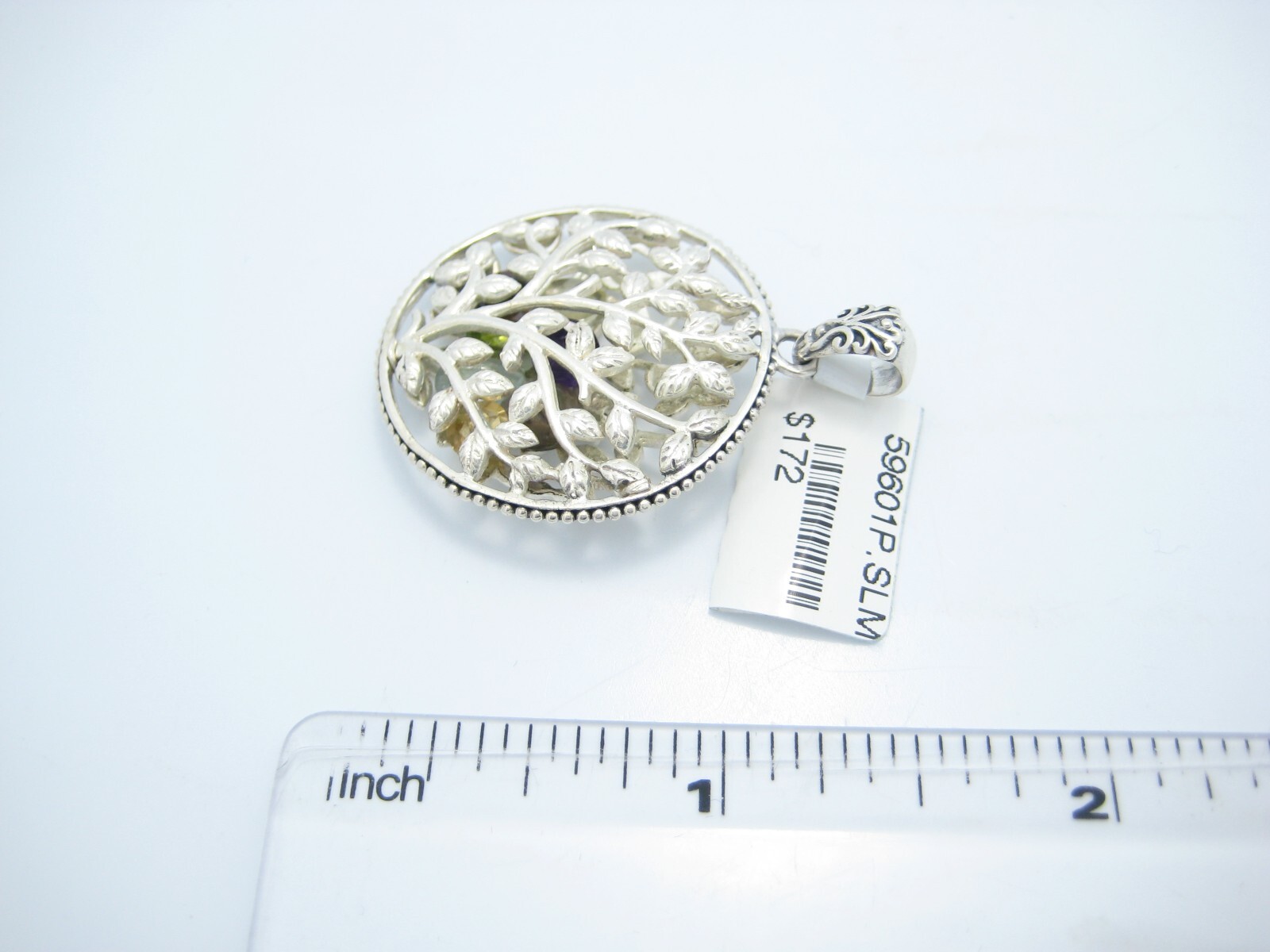 Bali Designed Samuel B Benham Sterling Silver Tree Of Life Gemstones Pendant