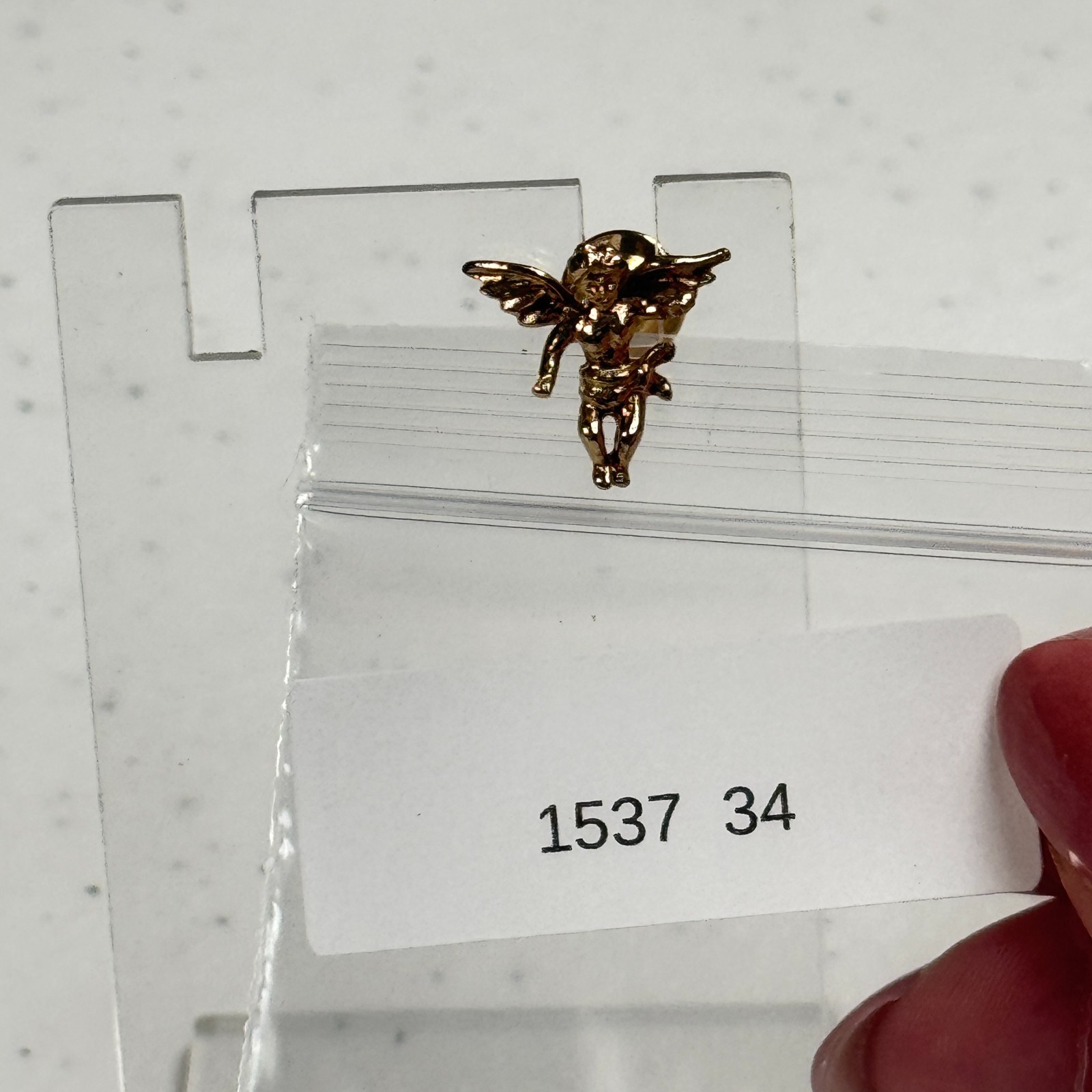 Vintage Brooch Cherub Angel Gold Tone Figural Cupid Mini Lapel Pin Romantic