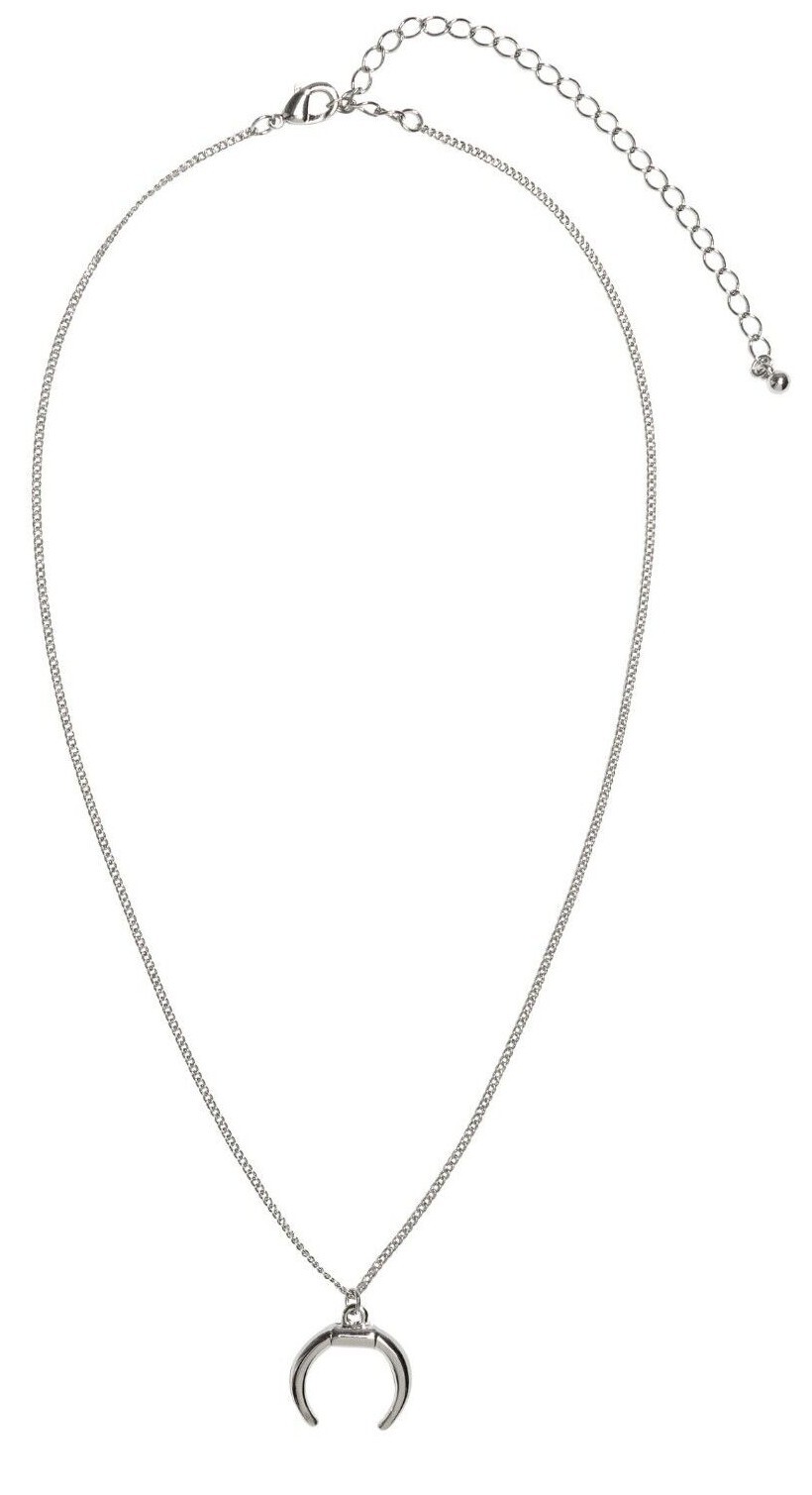 CRESCENT MOON Pendant NECKLACE Female Empowerment 22cm Fine SILVER TONE Chain