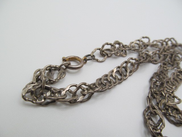 Patina Silver Tone Unique Interlocking Peanut Link 7.8mm Chain Necklace 24 Inch