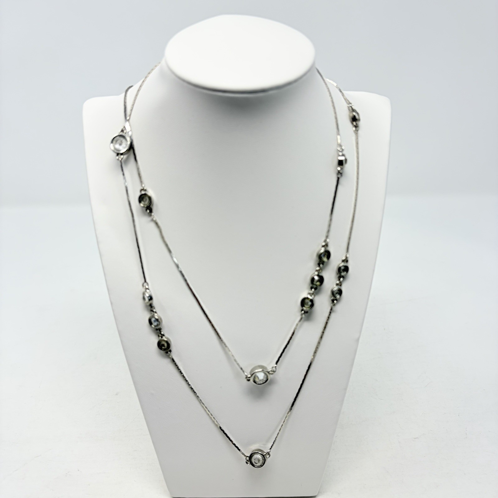 Shop LC Austrian Crystal/Glass Stainless Steel Station Necklace 40-44 in 5333