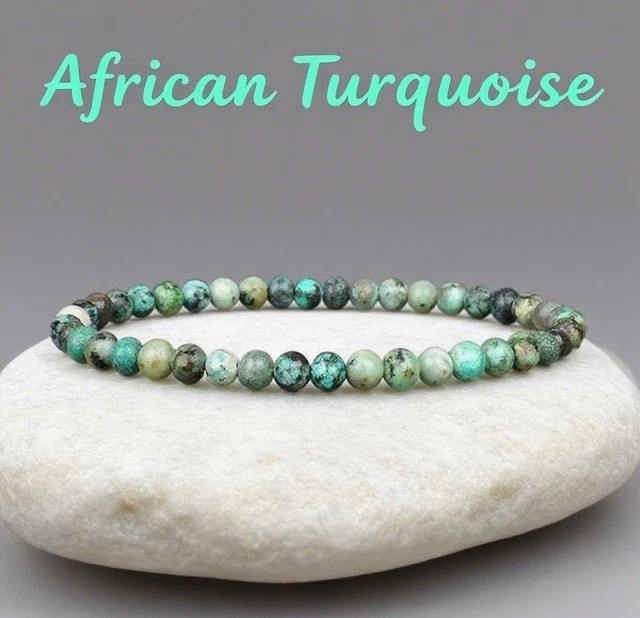 Natural African Turquoise Stretch Bracelet 4mm Beads Reiki Healing Crystal Gifts