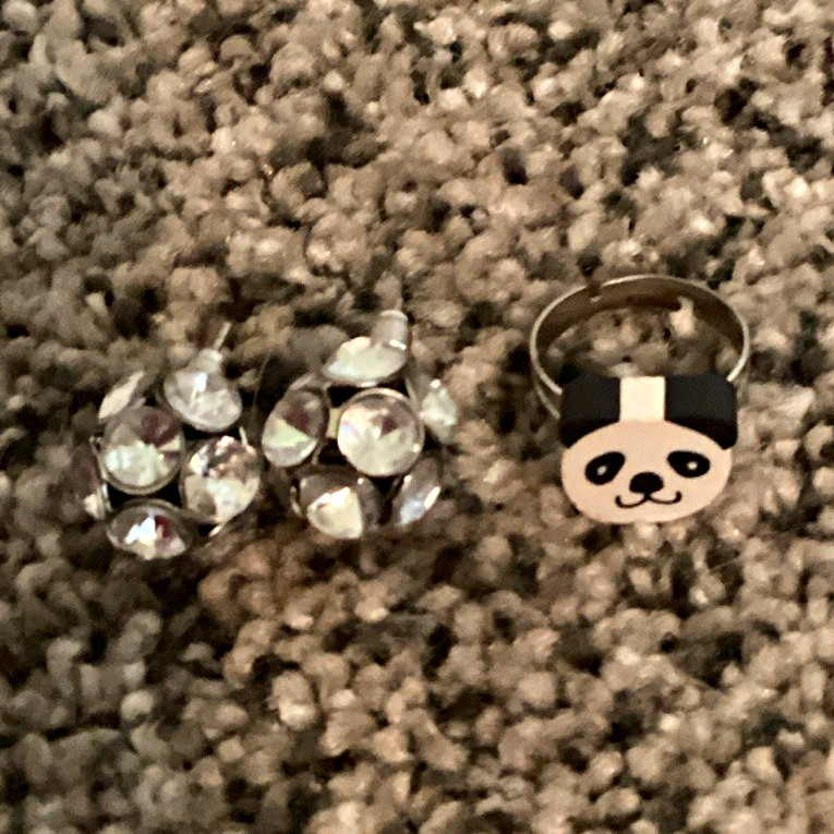 Crystal Cluster Stud Earrings & Panda Face Stud, Silver Black White, Butterfly