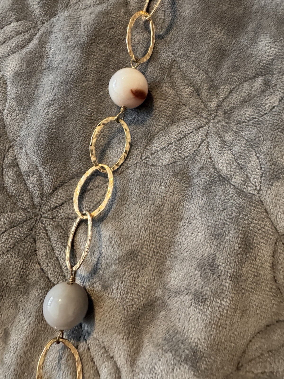 14K Gold Filed Hammered Link Dendritic Agate