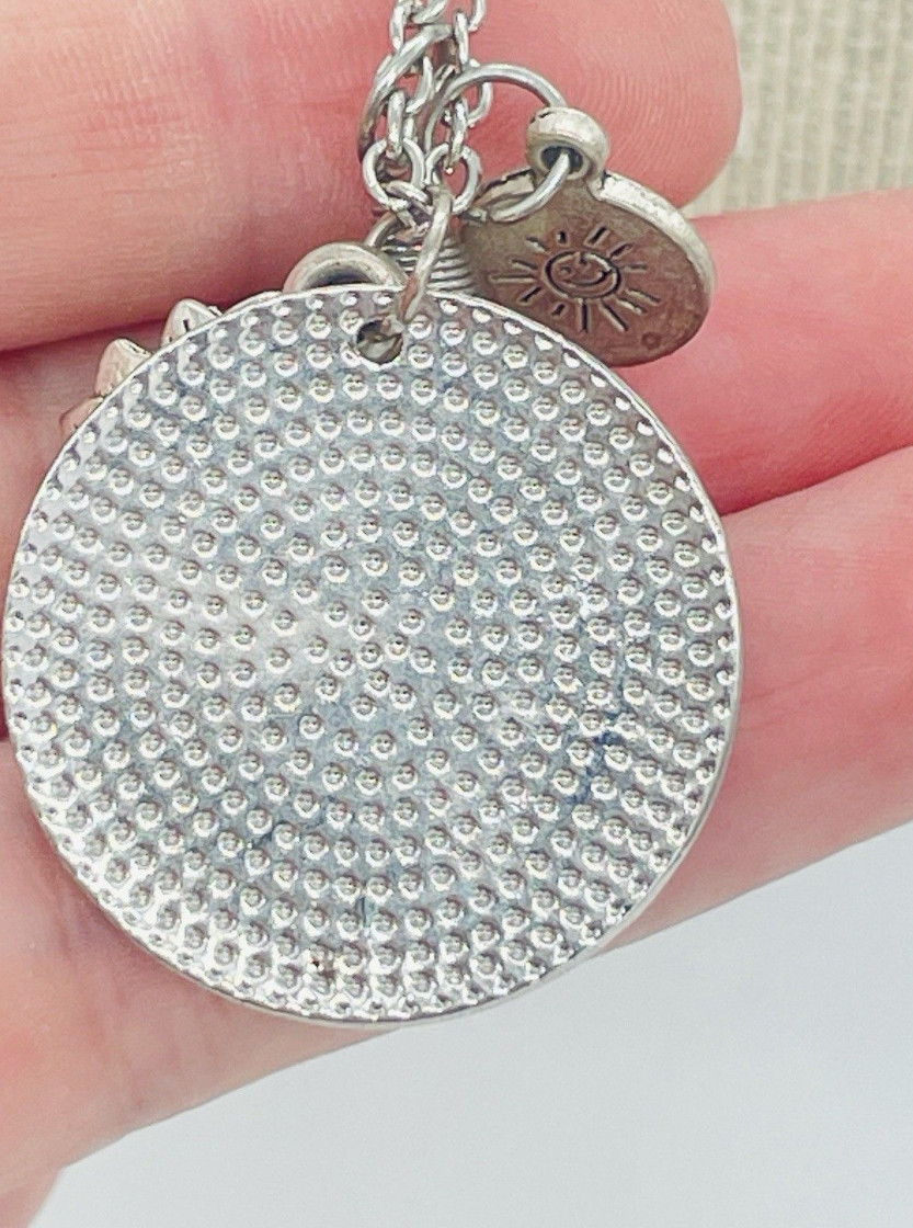 You Are My Sunshine Pendant Necklace Sunflower Peach Crystal Charm 22″