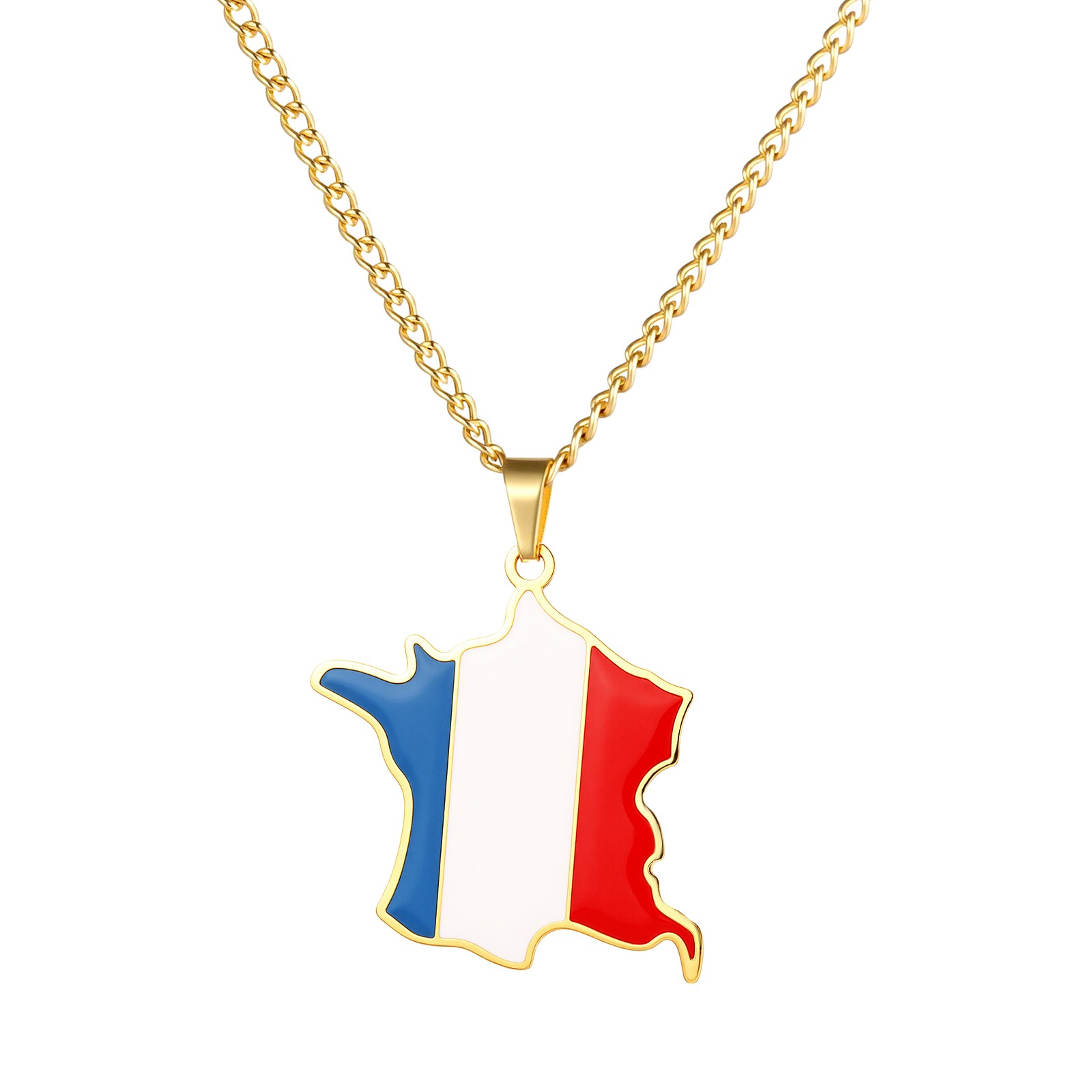 Unisex World Cup Map Flag Stainless Steel Pendant Necklace Football Fan Necklace