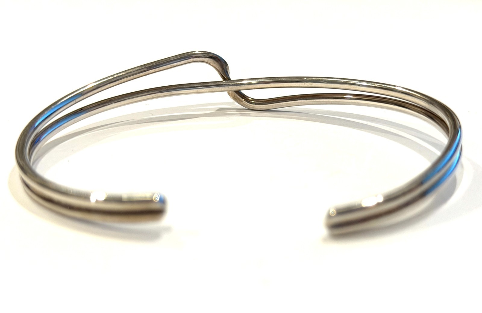 Wave Style Sterling Silver Bangle Bracelet Fits like 6.5″ Cape Cod Bracelet #1