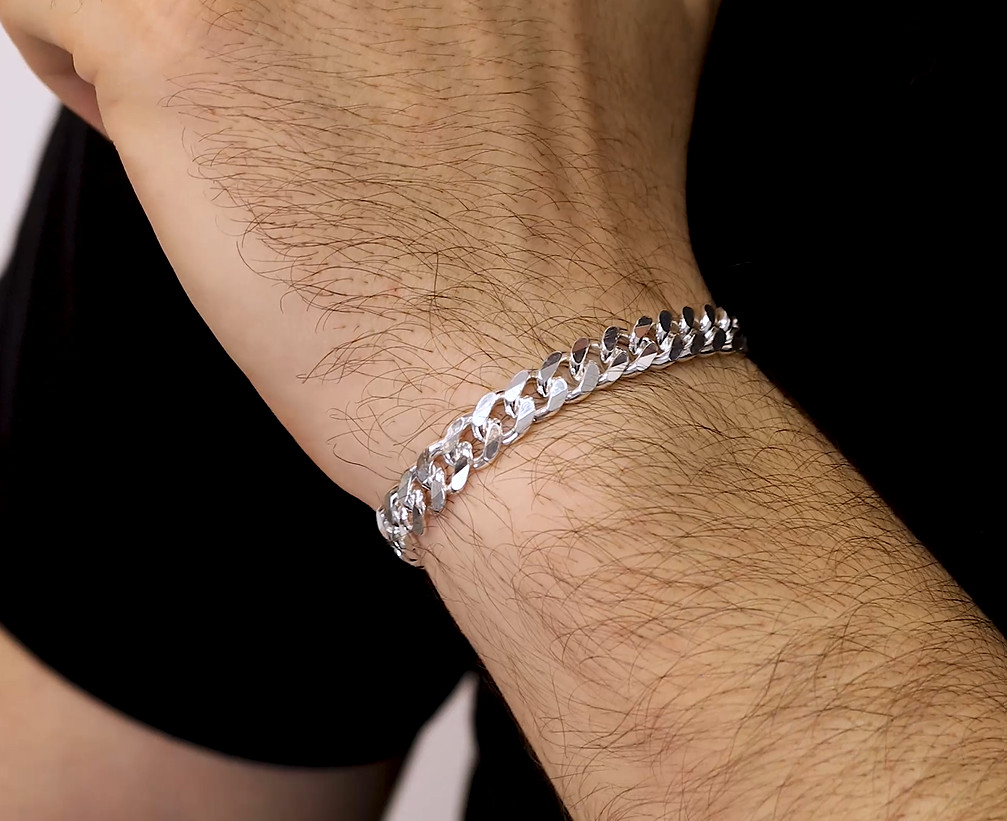 Solid Silver 925 Sterling 6′-8.5’inc Color Various Gurmet Chain Bracelet