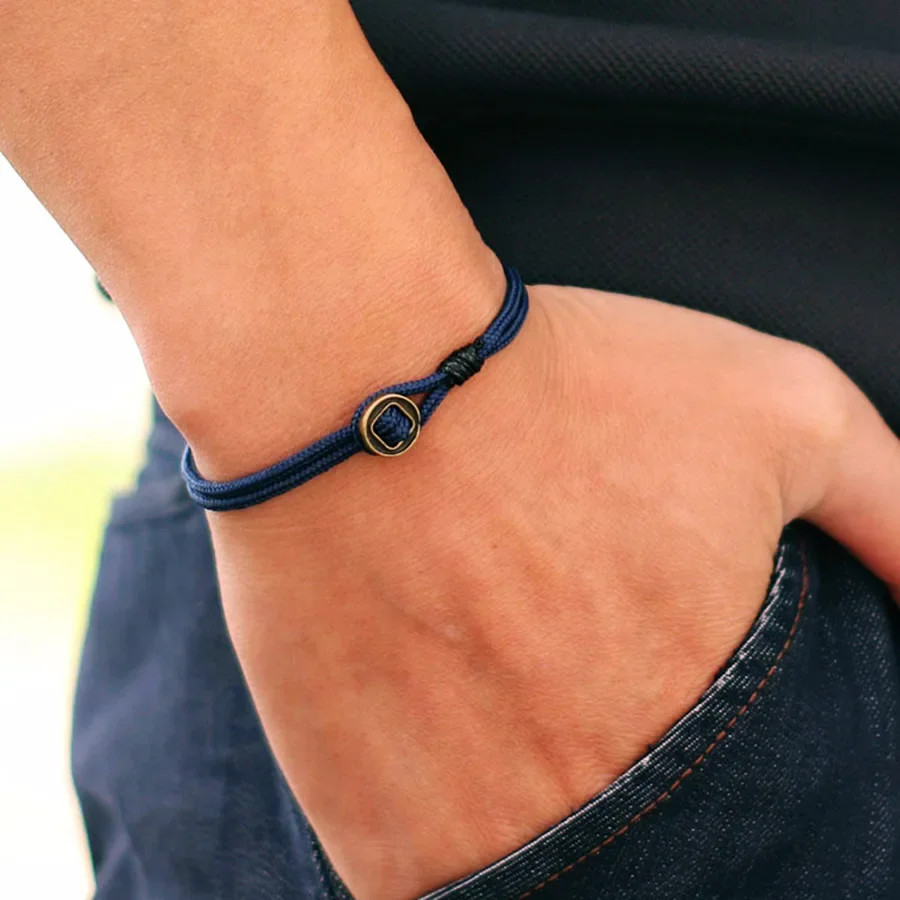NEW Novel Mens Bracelet With String Handmade Duoble Cord Braslet Easy Hook Wrap!