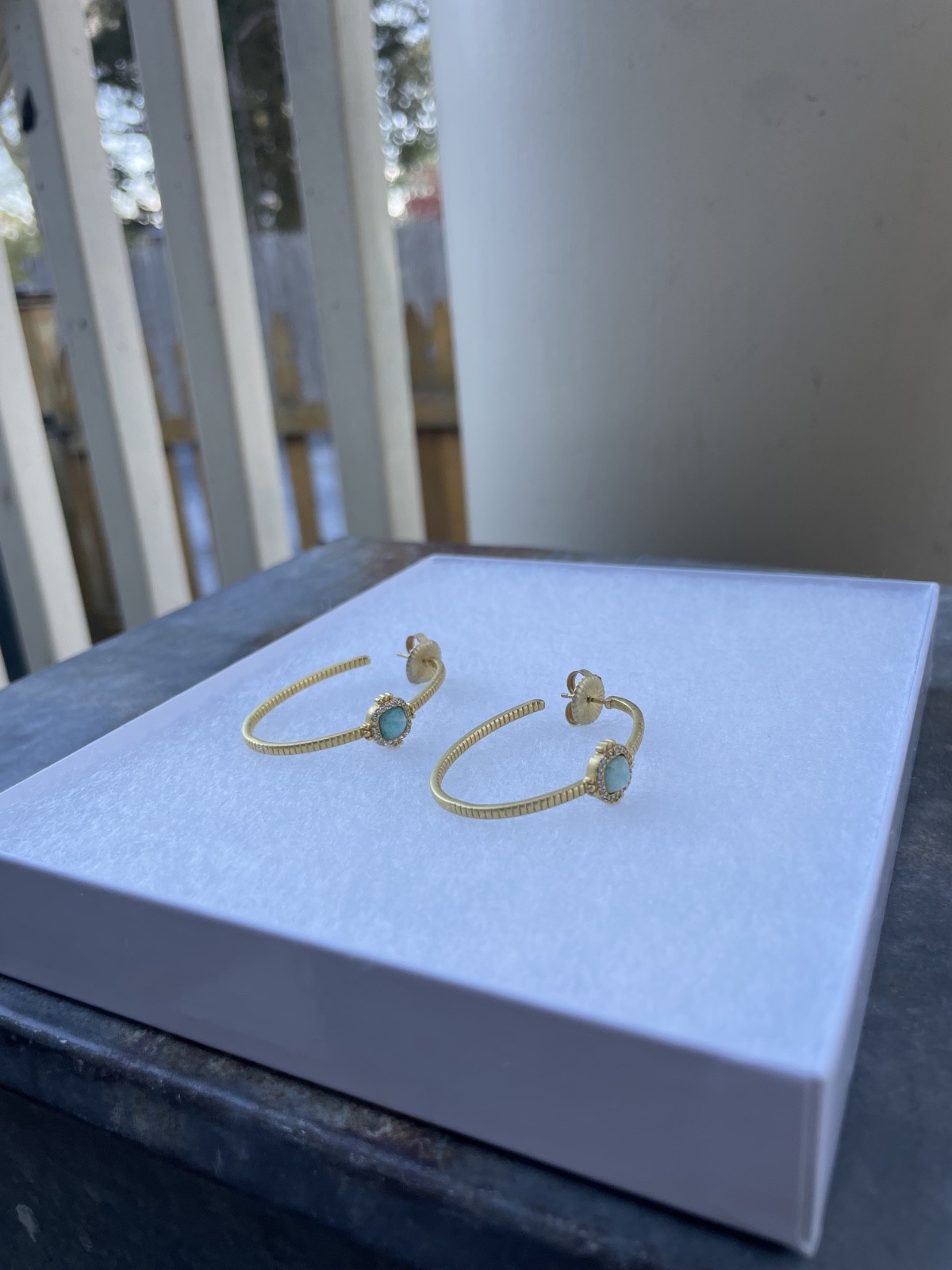 Freida Rothman gem-cut blue gemstone 18k gold-plated Hoop Earrings
