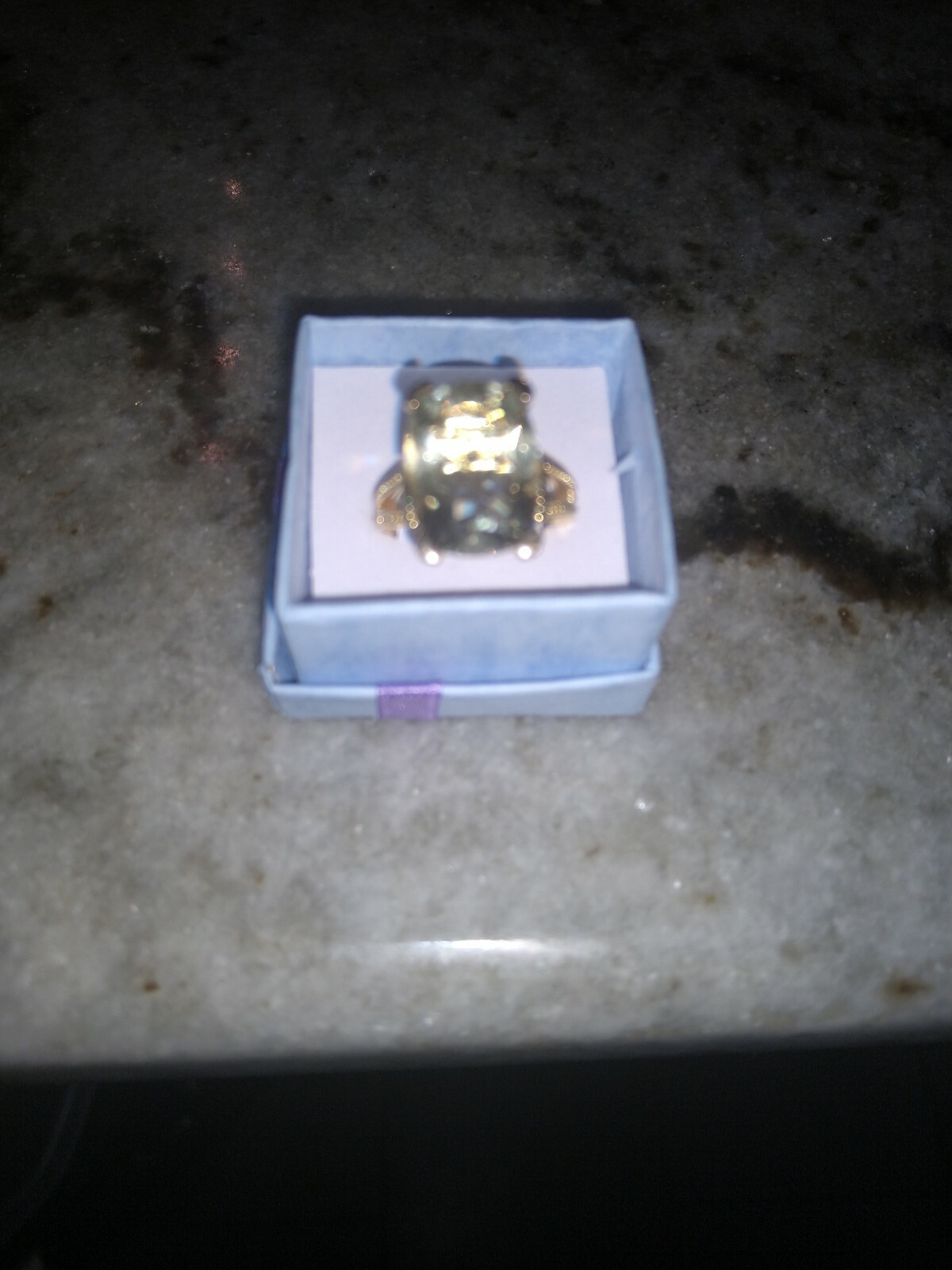 9.60 cts Solitaire Montezuma Prasiolite Fancy Ring in Vermeil YG/SS (Size 7.0)