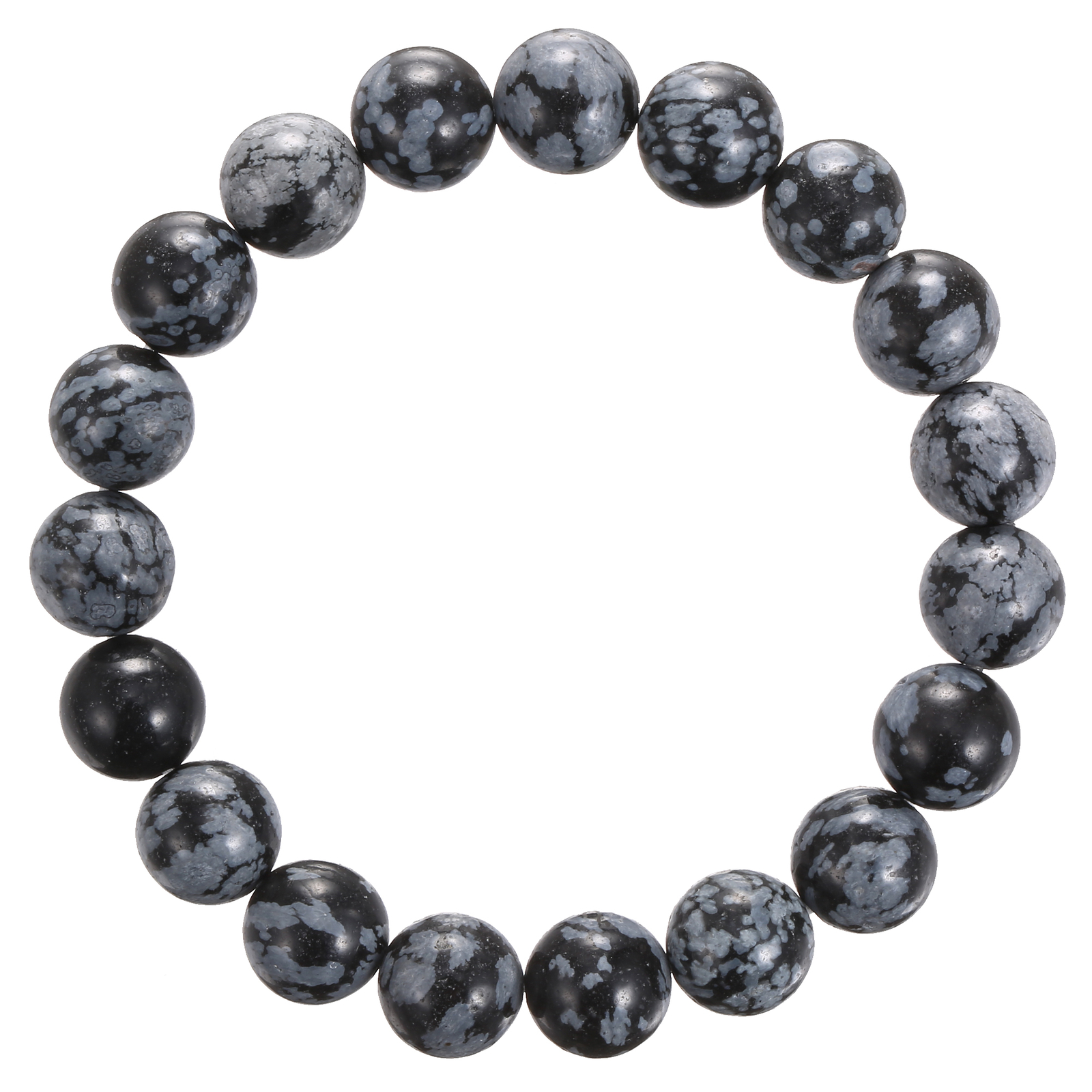 Snowflake Obsidian Bracelet Smooth Round 8mm 10mm 7.5″ Length