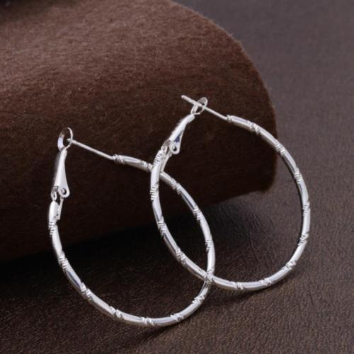 Nice New Contemporary Silver Plate Concise Design 1.5″ Round Hoop Earrings