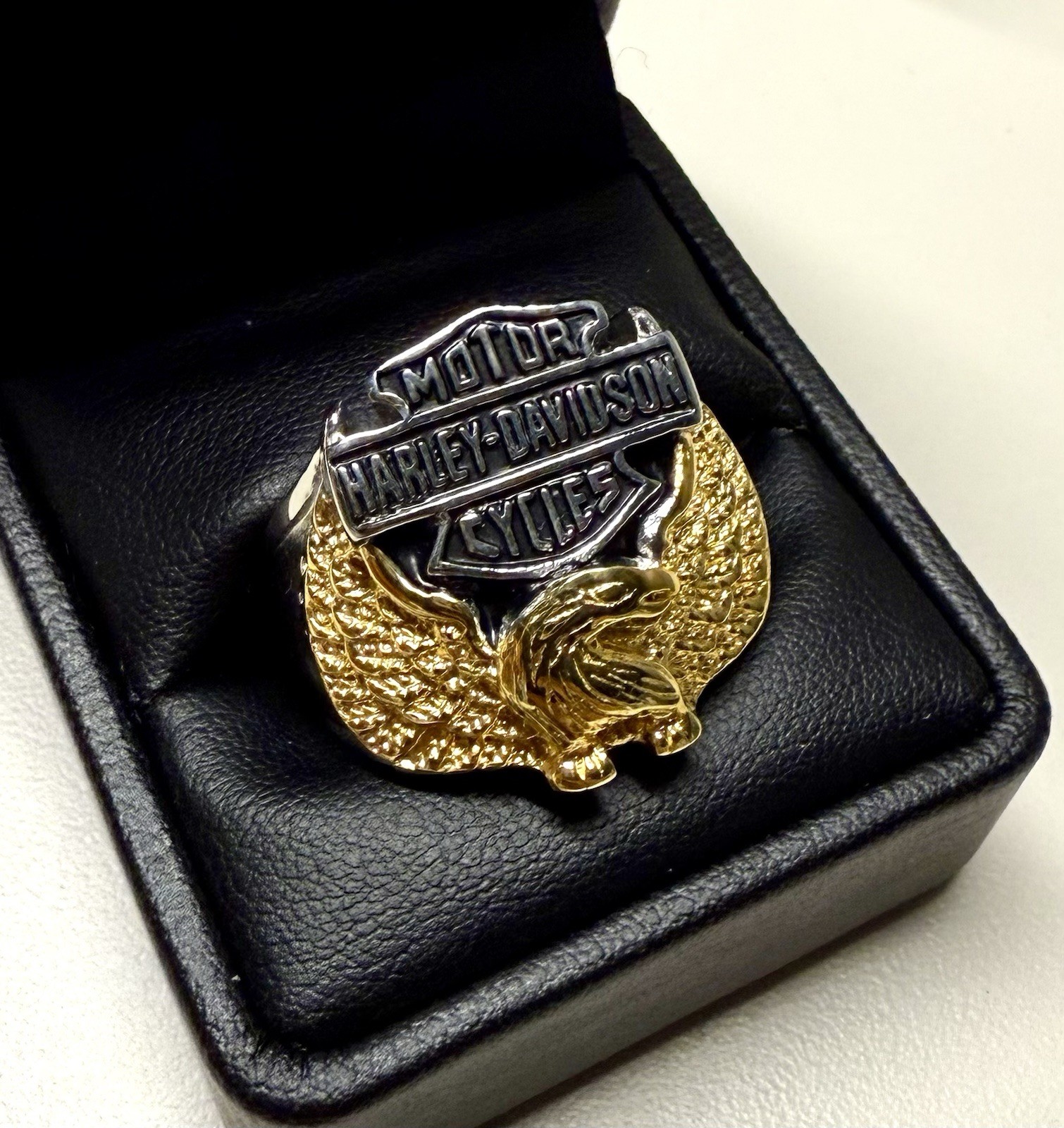 Harley-Davidson® Mens Wings of Freedom Ring Sz 11 Franklin Mint LED Black Matte