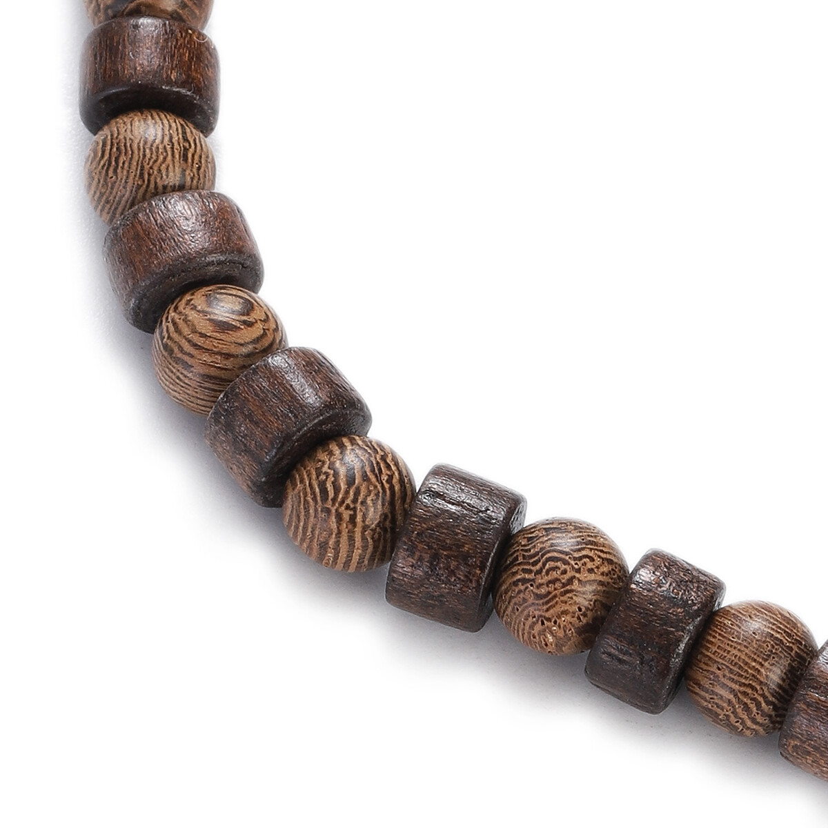 Men’s Natural Wood Round Beaded Necklace Fashion Necklace 22”