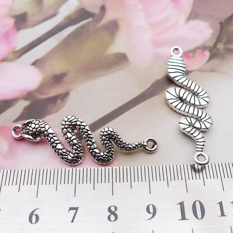 6/15PCS Antique Silver Snake Connector Charm Pendant Reptile Pendant JHS433