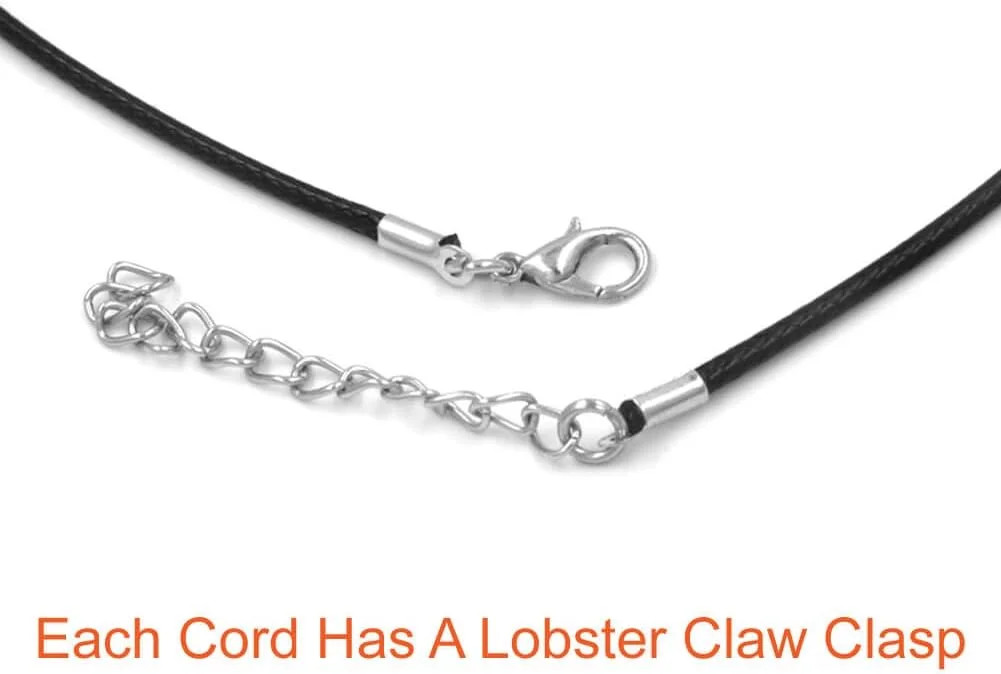 100Pcs Black Waxed Necklace Cord with Clasp Bulk for Bracelet Necklace and Jewel