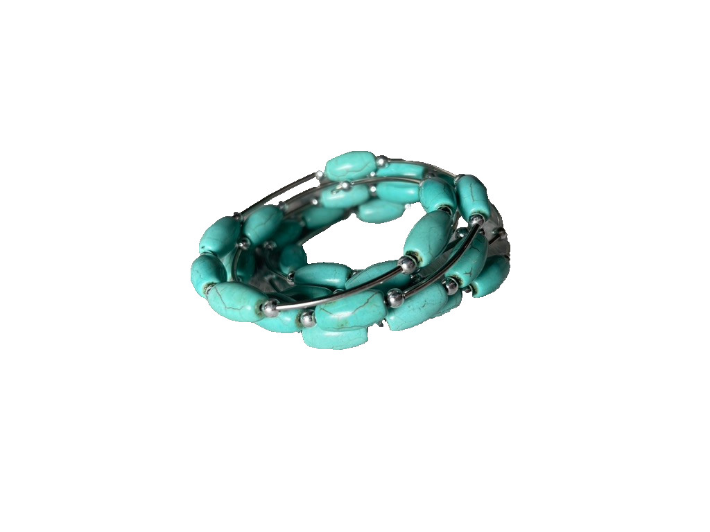 Western Womens Bracelet 52 x 1/4 in Turquoise Spiral Wrap Cuff Cowboy Adjust