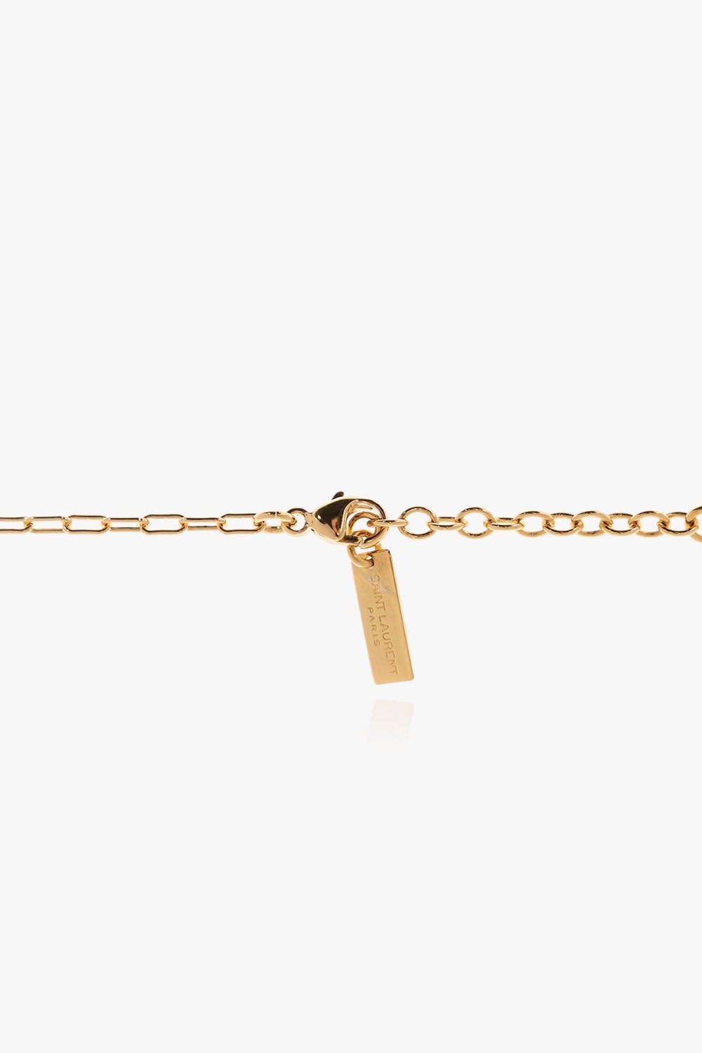 NWT Saint Laurent YSL Rectangular Chain Link Gold Tone Brass Short Necklace $695
