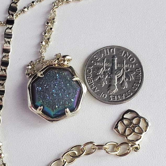 Kendra Scott Cynthia Multi-Strand Necklace Iridescent Slate Drusy in Gold Plate