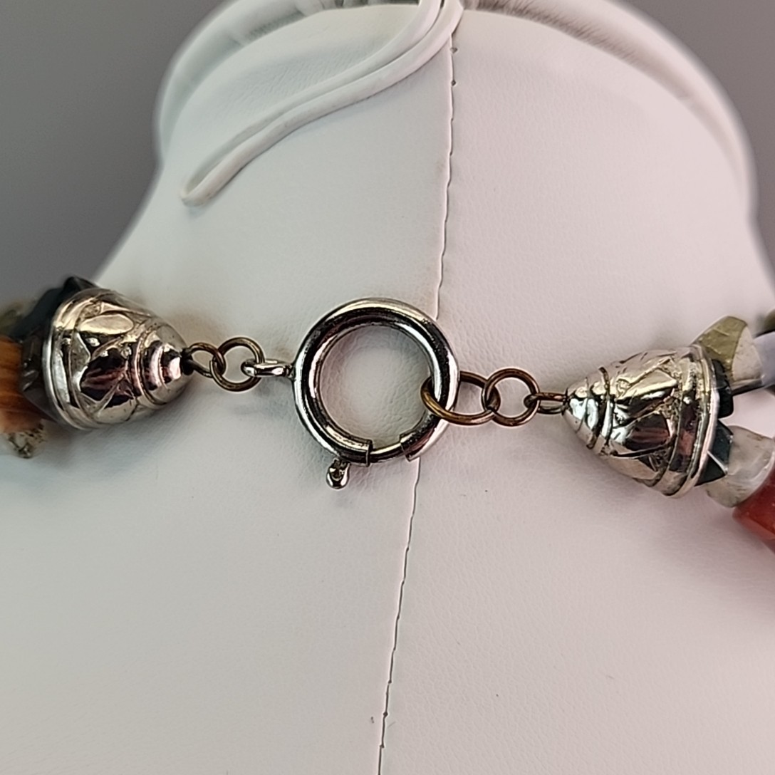 Stone Beaded Necklace Polished Chip Two Layered Jasper Variety 18.5″