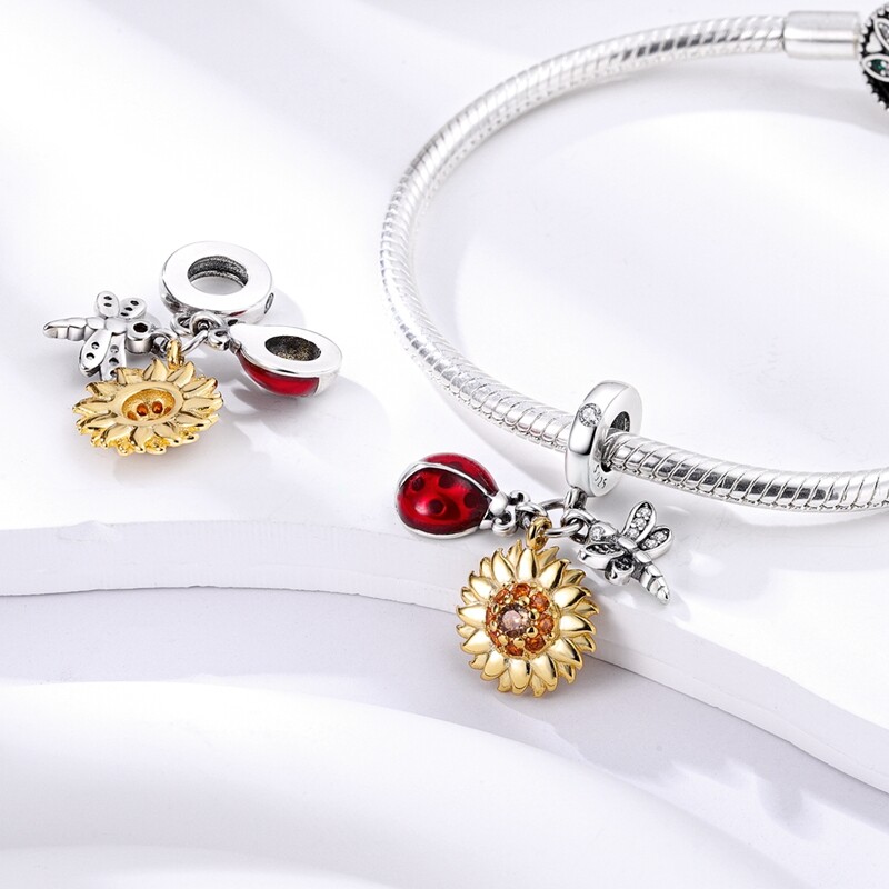 MULA New European Silver Plated Charm AAA CZ Enamel Ladybug For Women Bracelet
