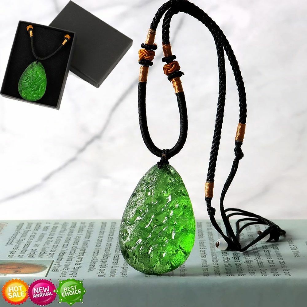 Natural Green Crystal Pendant Gem Moldavite Meteorite Impact Glass Necklace US
