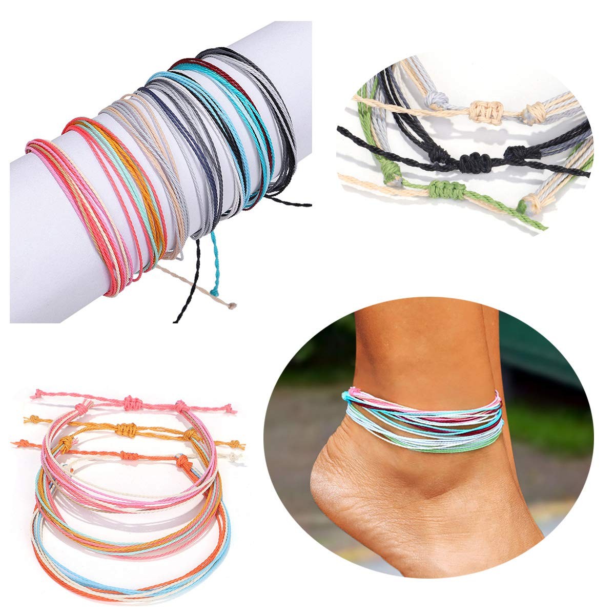 yfstyle 12Pcs Summer Beach Surfer Anklet Bracelets for Women Men Adjustable H…