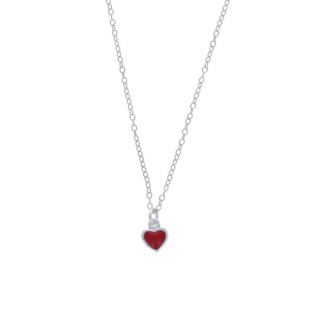 Red Heart Necklace, 925 Sterling Silver Necklace, Simple Red Heart, Mini,N5000RD
