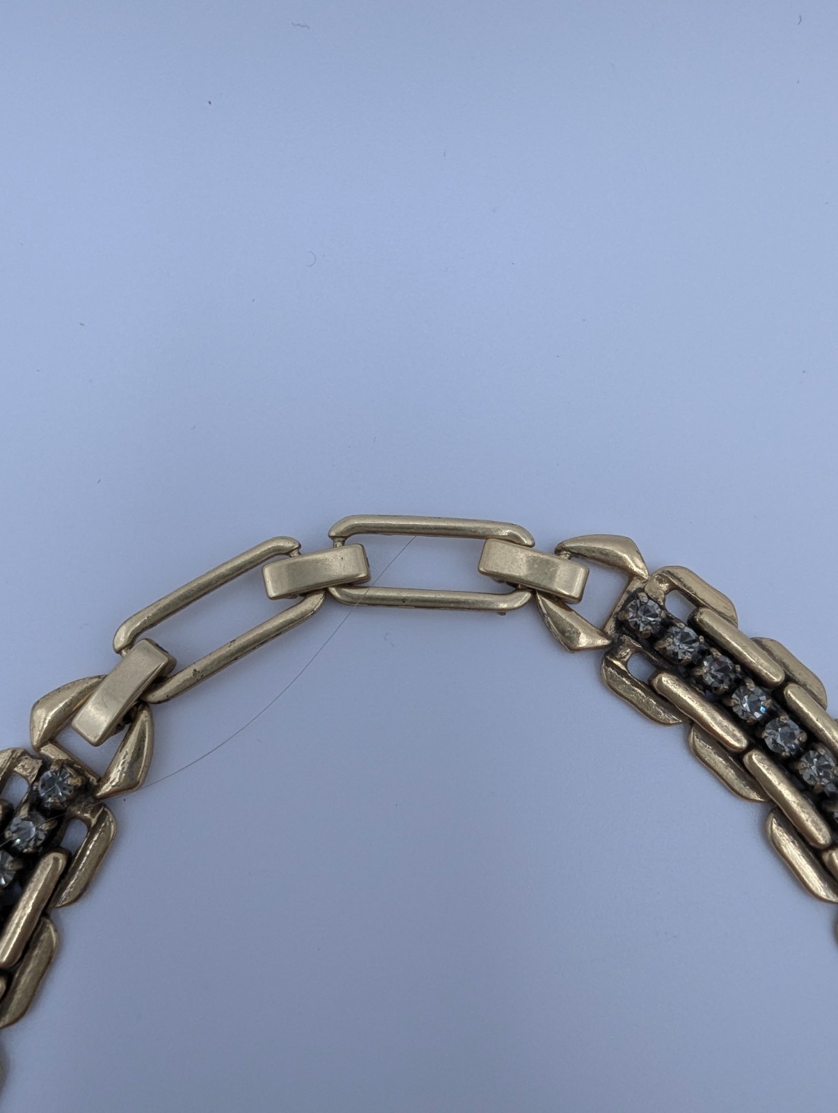 Stella & Dot Gold Tone Chain Necklace Clear Rhinestones 20 Inch Statement Jewelr