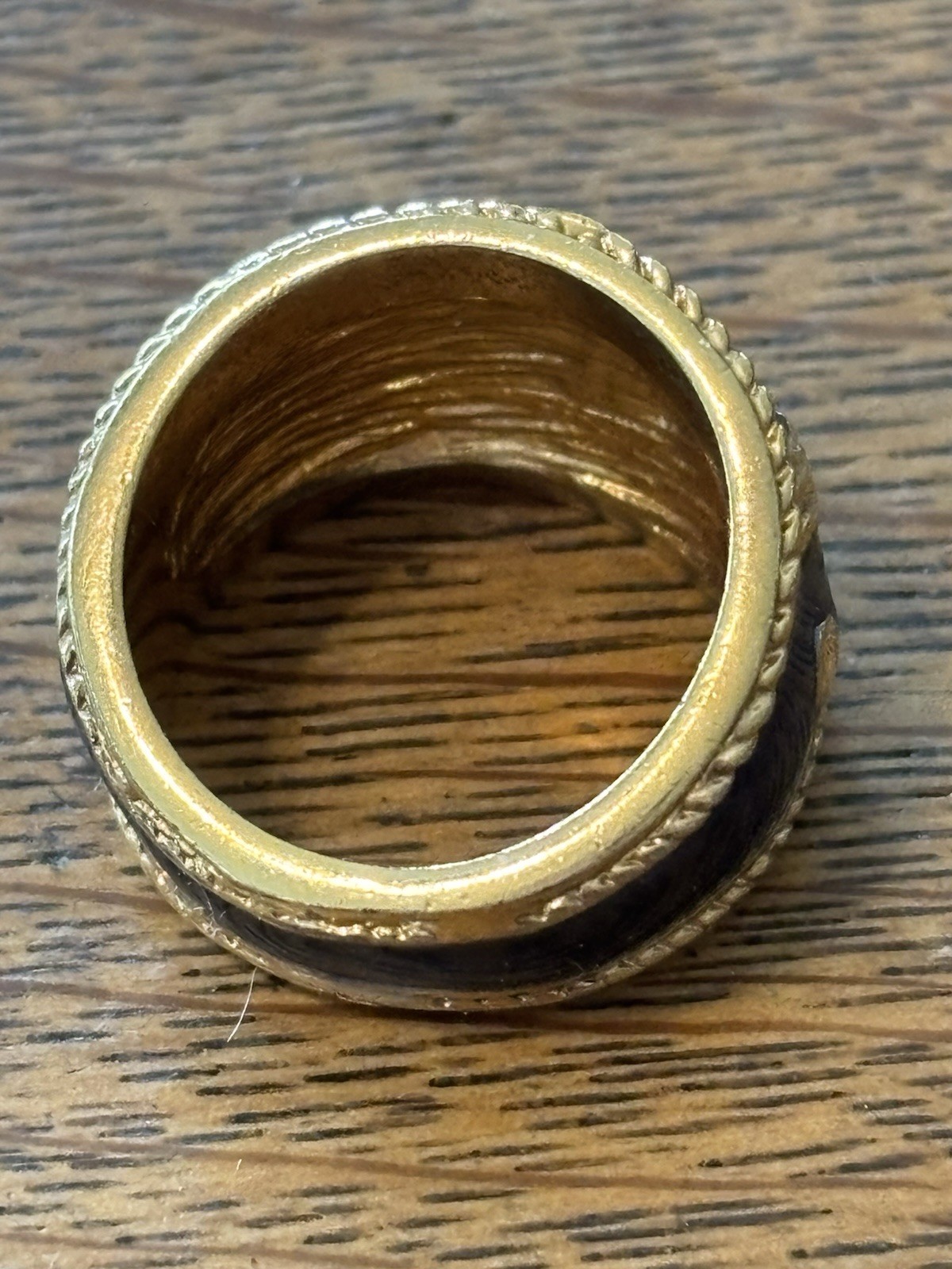 Navy Enamel Gold Tone Wide Dome Ring Size 7