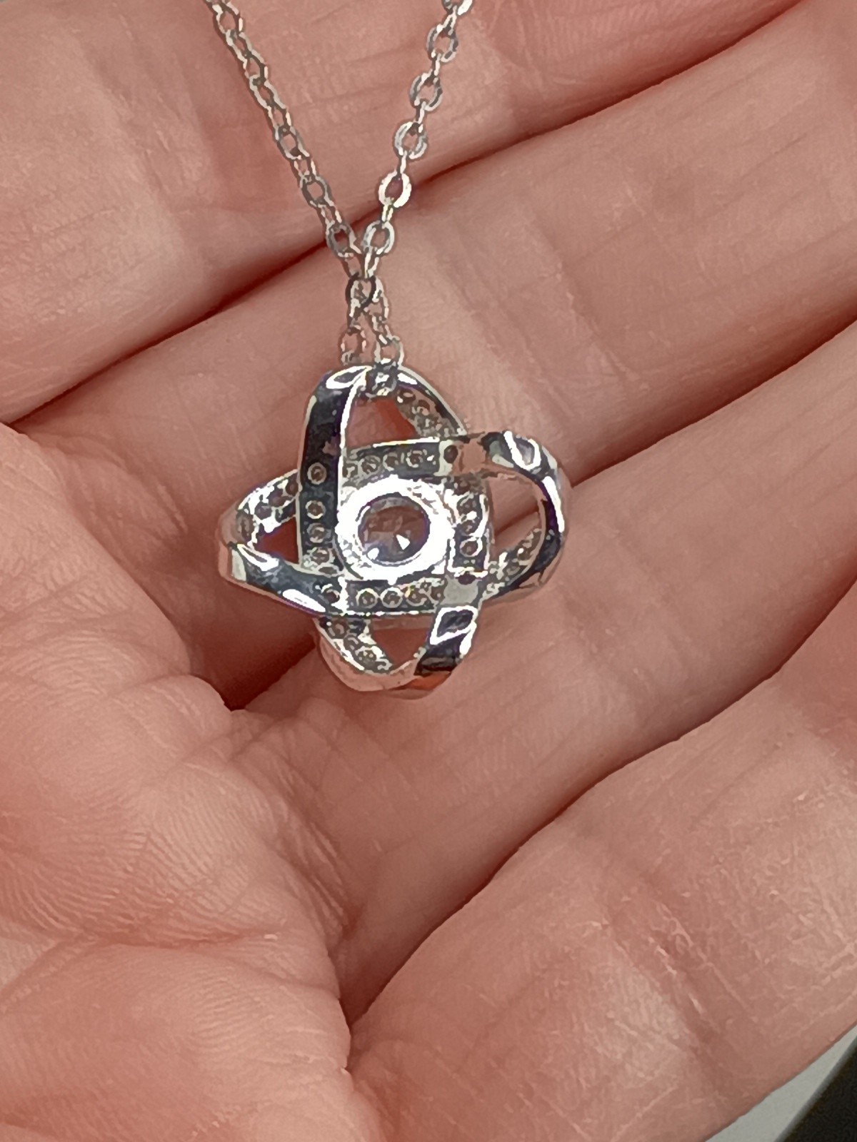 Sterling Silver Love Knot Pendant Necklace Cubic Zirconia Infinity