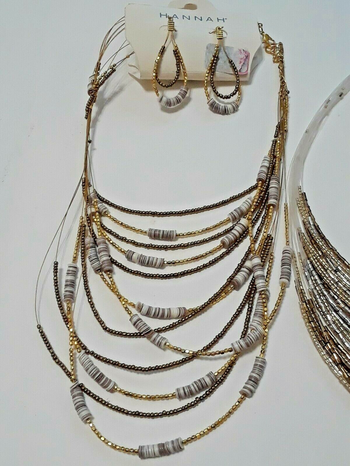 multi strand mini micro beads. beaded necklace and earring sets. Colorful strand