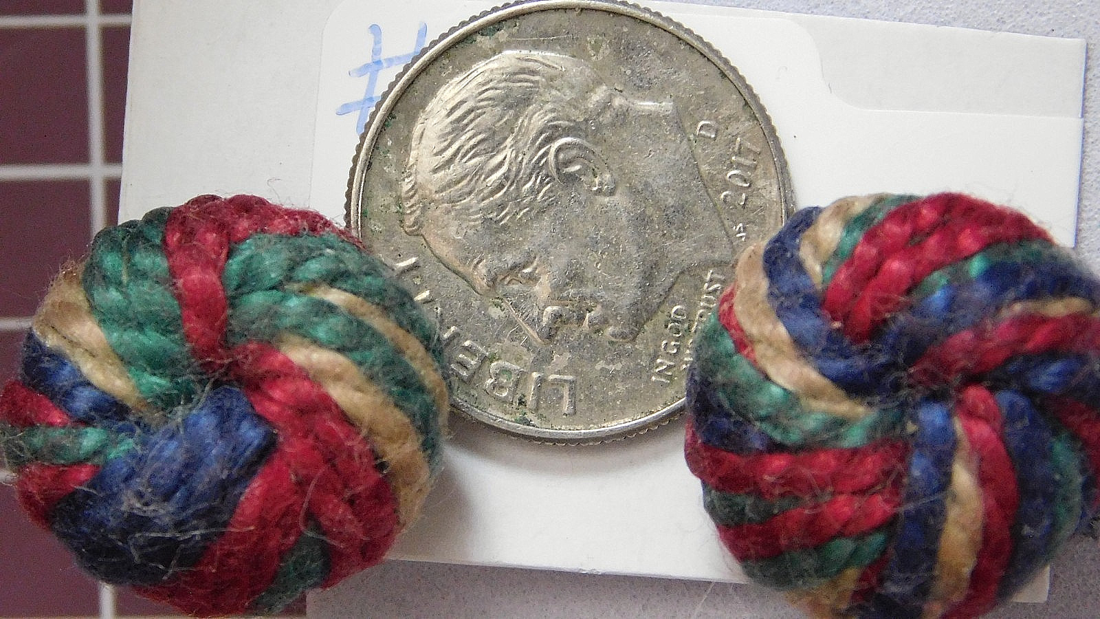 Fashion Stud /Push .5″x .5″ Silver-Tone Multi-Color Knot Button #86