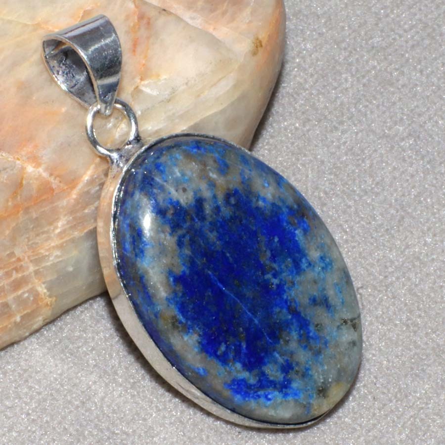 925 Silver Plated Lapis Lazuli Pendant 1.7″ Luxury Inspired Design Trendy JW