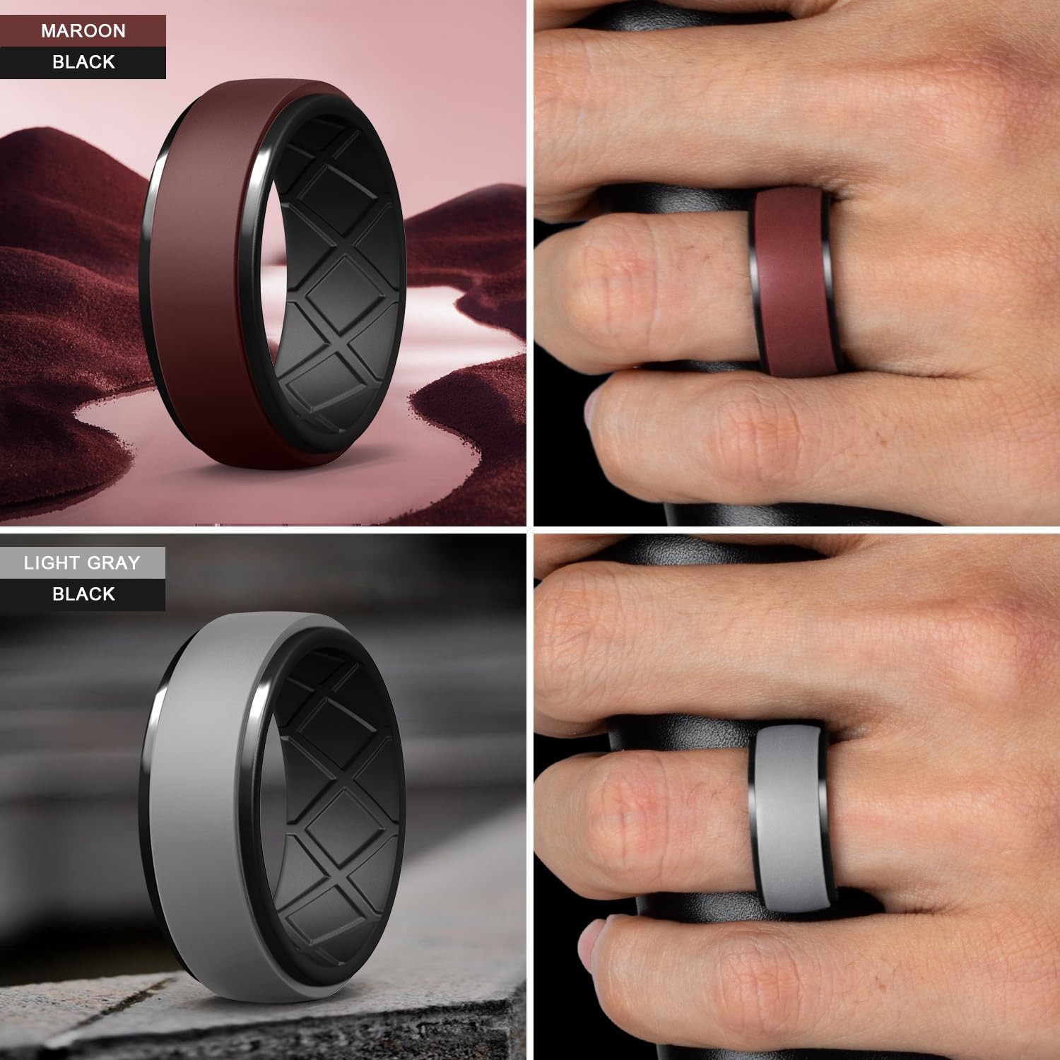 Silicone Rings for Men, Rubber Wedding Bands for Him, 10.5Mm Wide 2.8Mm Thick, B