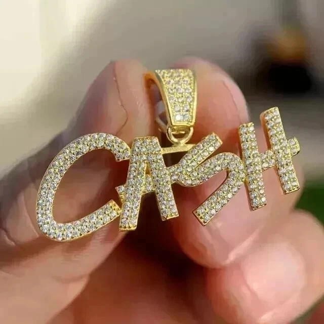2.00Ct Round Cut Real Moissanite Customize Letter Pendant 14k Yellow Gold Plated