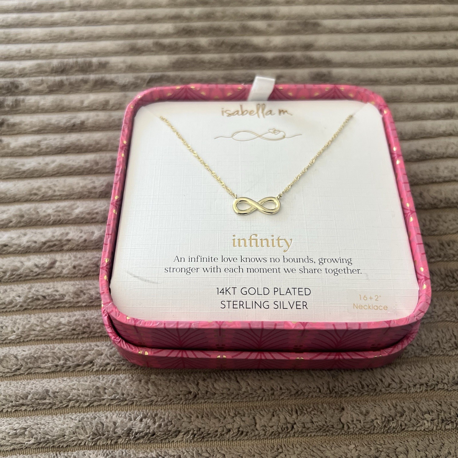 Isabella M. Infinity Pendant Necklace 14k Gold Plated Sterling Silver 16+2in