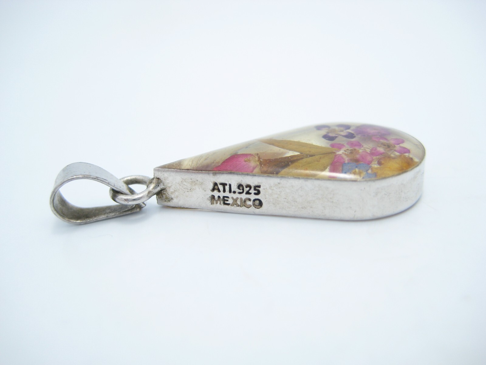 ATI Sterling Silver Resin Flower Pendant Or Charm