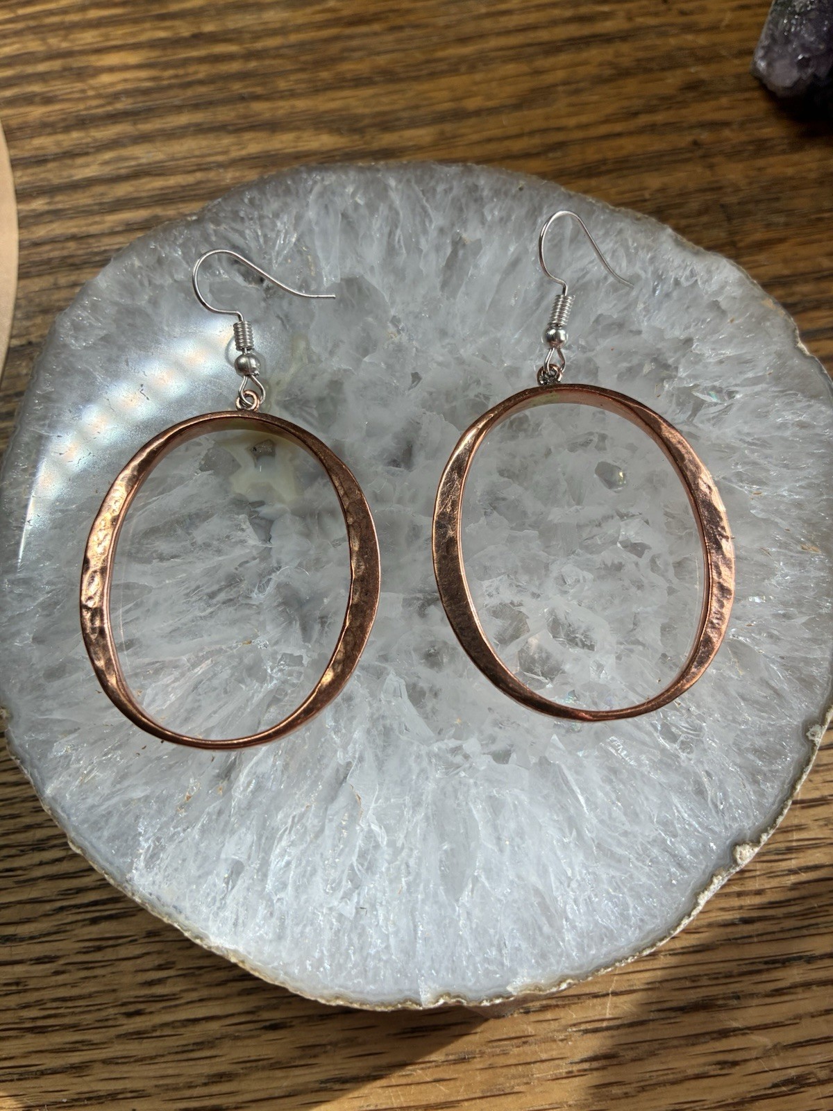 Solid Copper Hoop Earrings CE897 – 1 3/4 Inches Long X 1 1/4 Inches Wide.