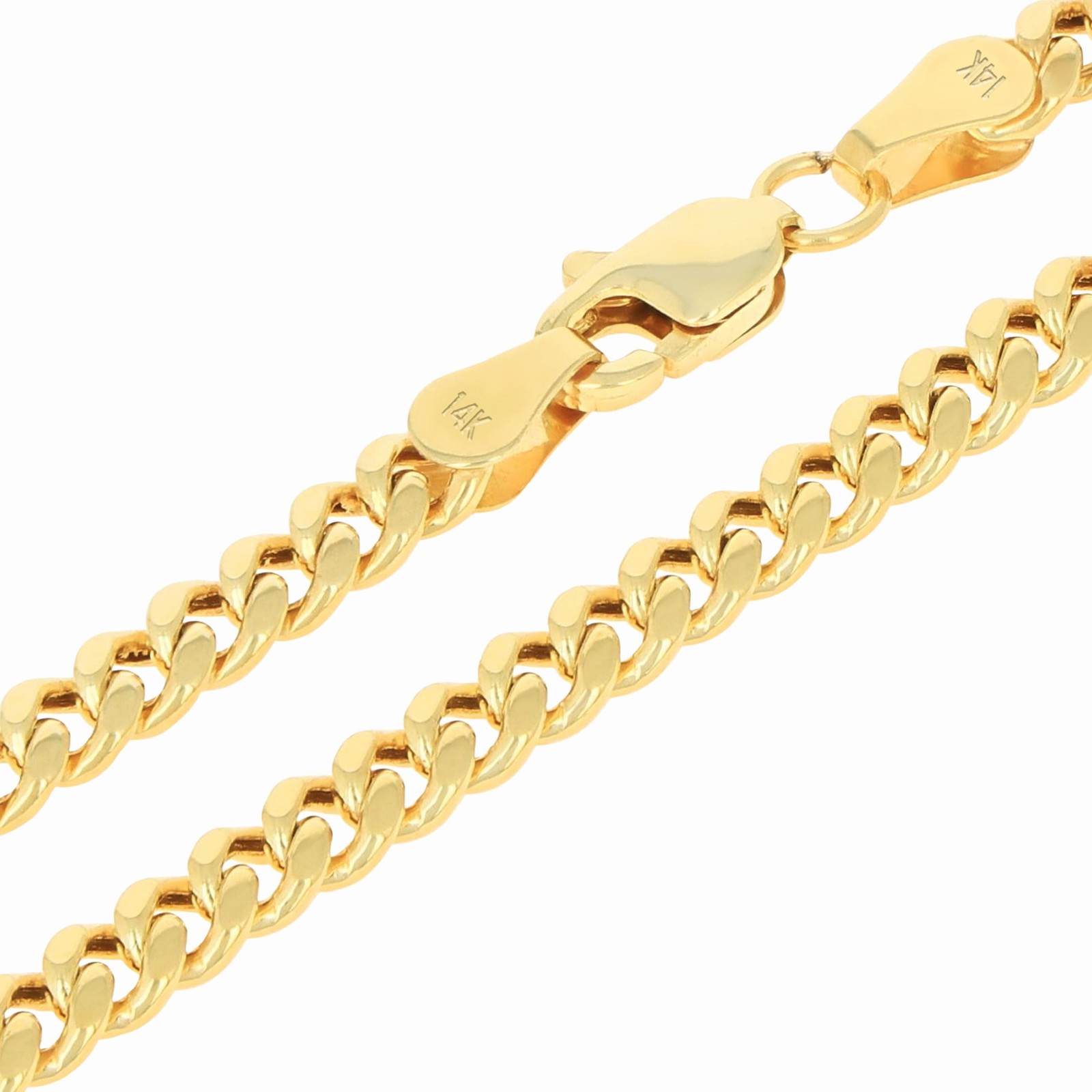 14K Yellow Gold 4mm Miami Cuban Italian Link Chain Necklace Mens Womens 16″- 30″
