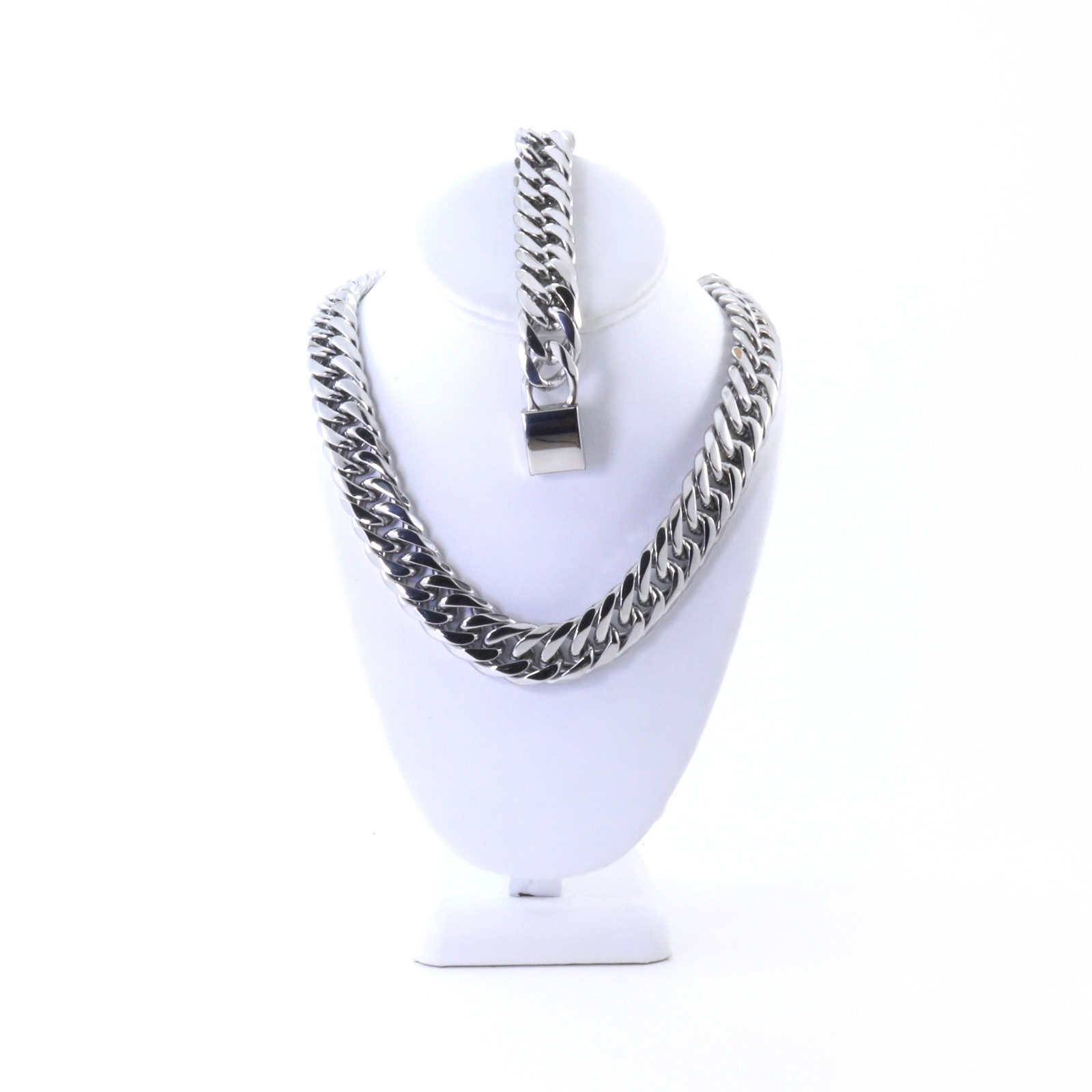 DEFECTIVE without packaging MENS ANTITARNISH SOLID SILVER FINISH THICK H G3D
