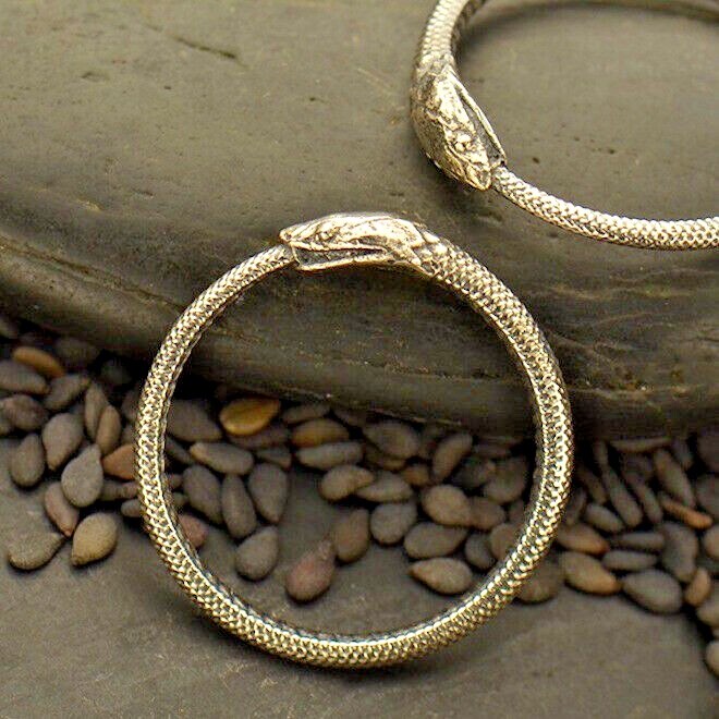 925 Sterling Silver Ouroboros Snake Ring Oxidized Serpent Gothic Ring Sz 8