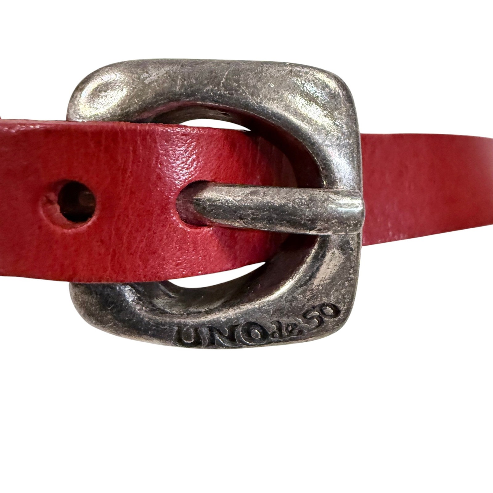 UNOde50 Red Leather Choker Necklace Handcrafted in Spain
