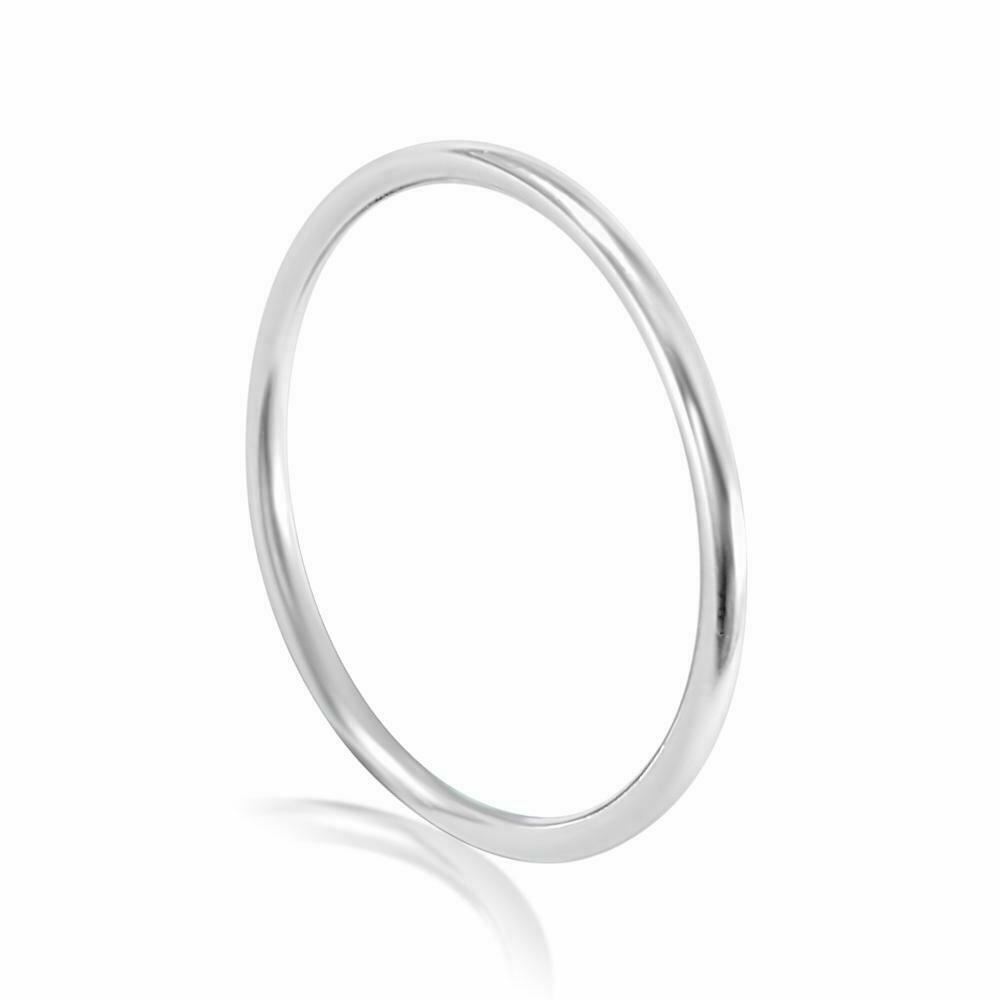 Solid Sterling Silver Ring Midi Thin Stacking, 1mm Polished Band, Sizes 1 to 14