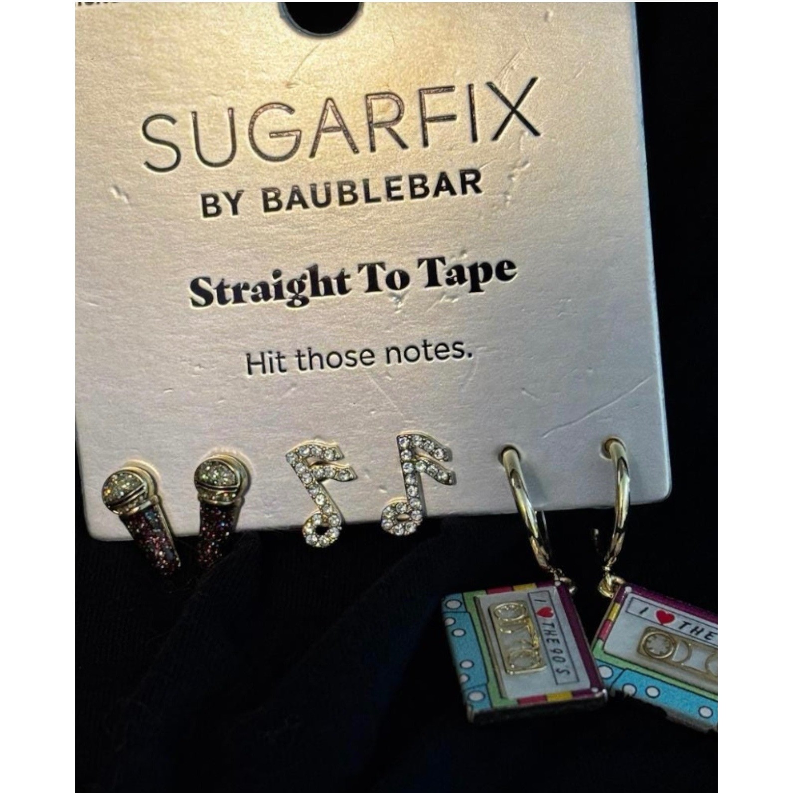 Sugarfix by Baublebar Straight To Tape 90s Music Earring Set Microphone Cassette